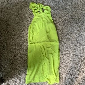 Sleeveless Drape Dress-Lime